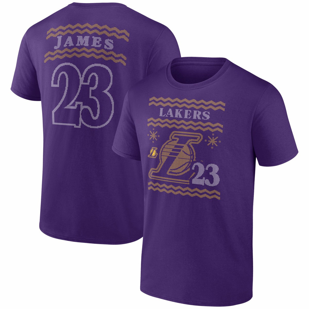 NBA - LeBron James Los Angeles Lakers Ugly Sweater Name & Number T-Shirt - Purple