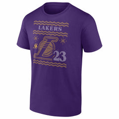 NBA - LeBron James Los Angeles Lakers Ugly Sweater Name & Number T-Shirt - Purple