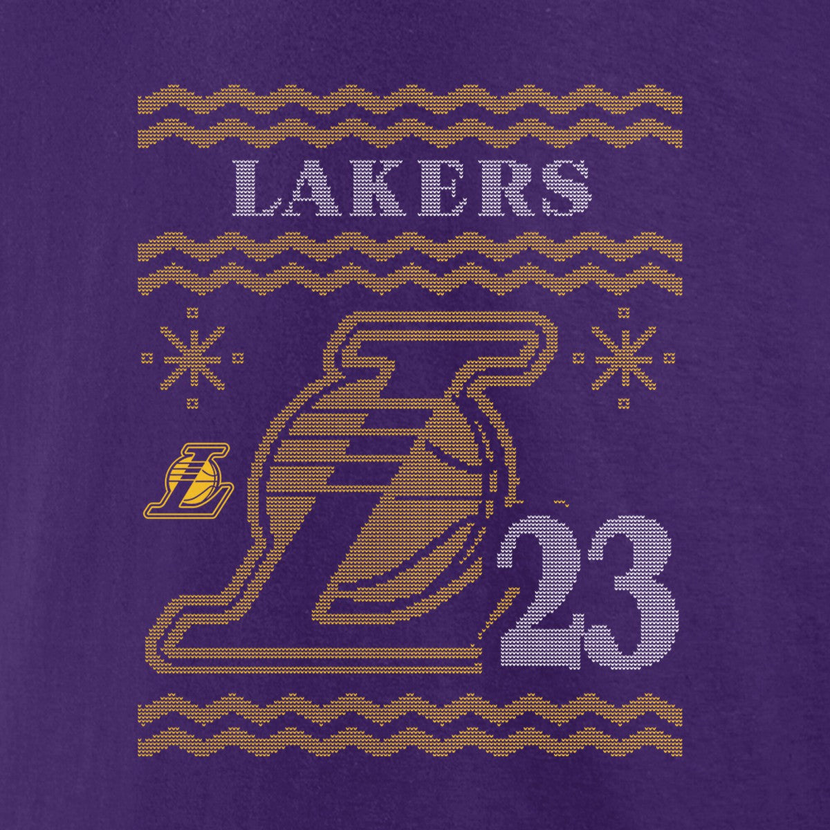 NBA - LeBron James Los Angeles Lakers Ugly Sweater Name & Number T-Shirt - Purple