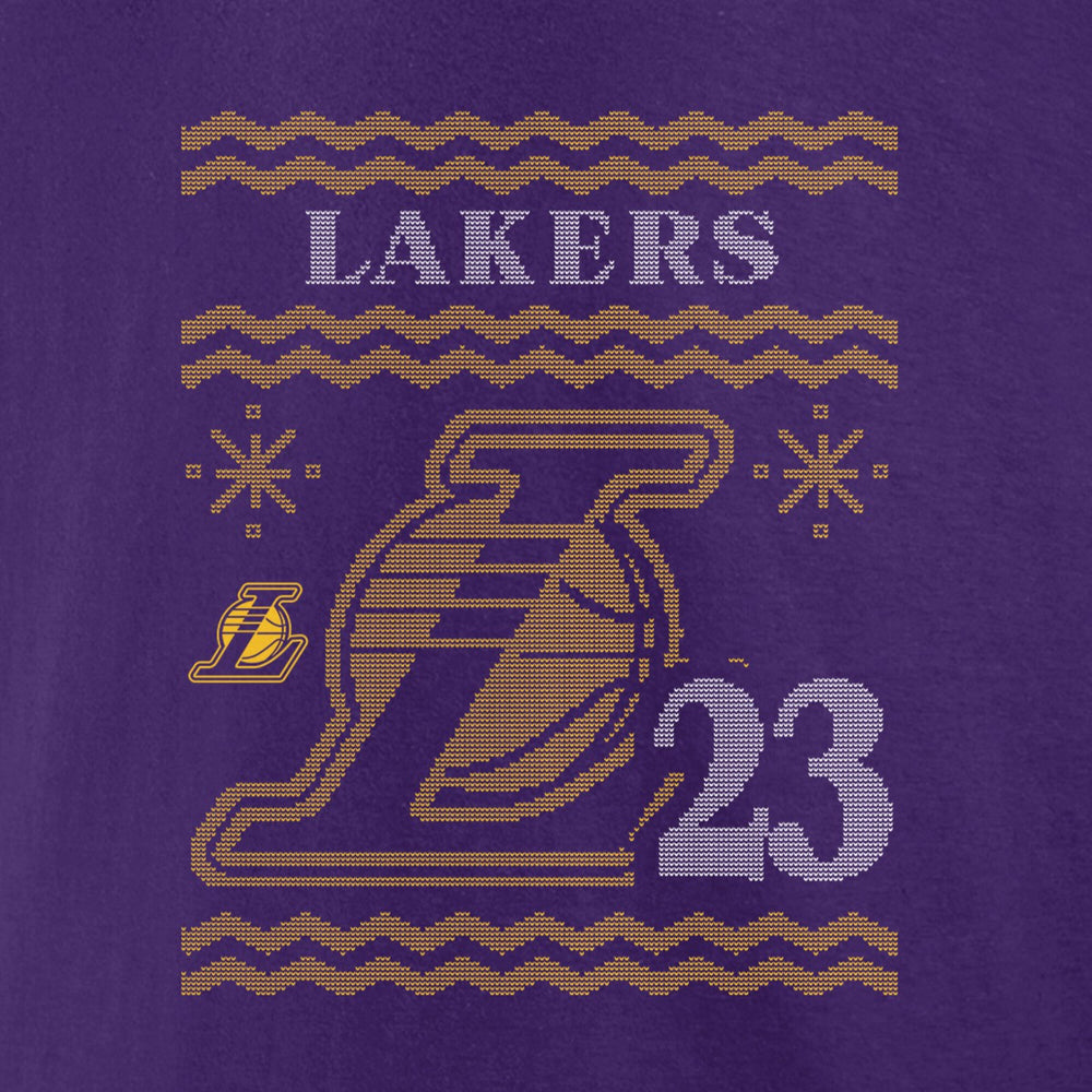 NBA - LeBron James Los Angeles Lakers Ugly Sweater Name & Number T-Shirt - Purple