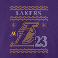 NBA - LeBron James Los Angeles Lakers Ugly Sweater Name & Number T-Shirt - Purple