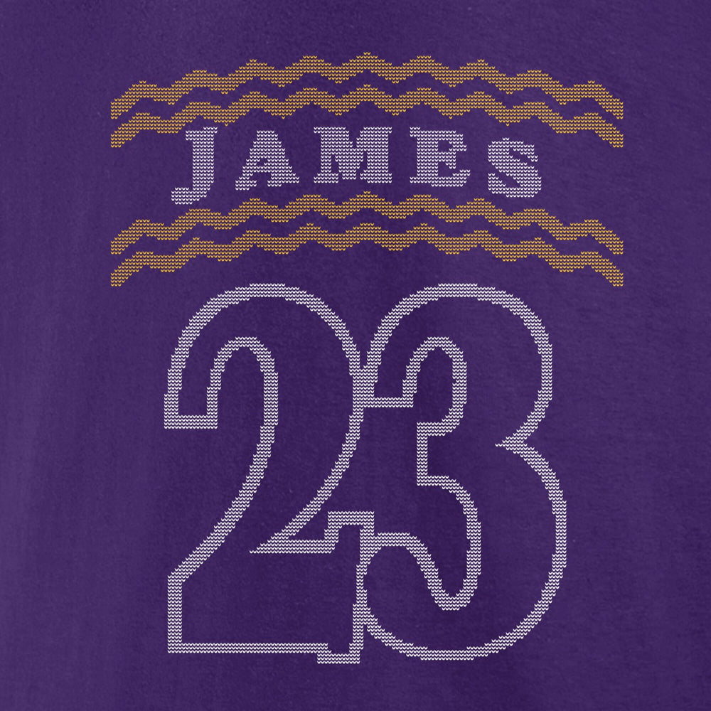 NBA - LeBron James Los Angeles Lakers Ugly Sweater Name & Number T-Shirt - Purple