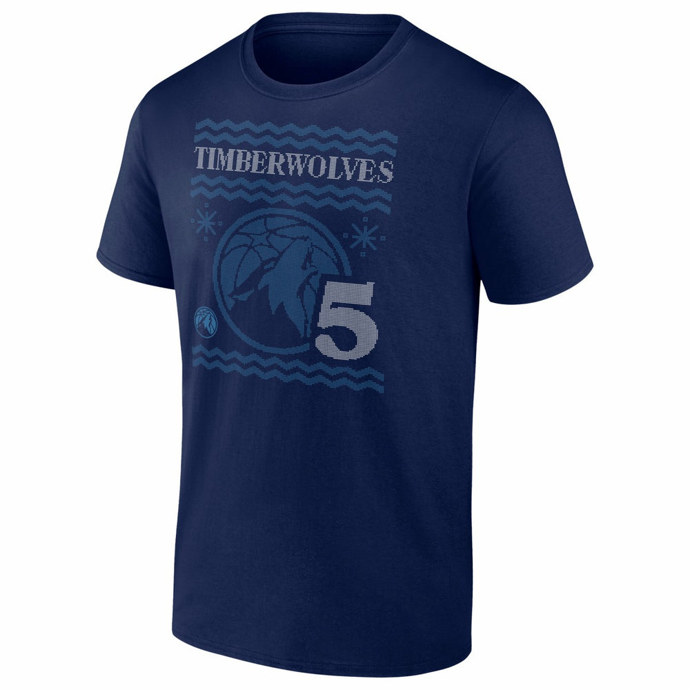 NBA - Anthony Edwards Minnesota Timberwolves Ugly Sweater Name & Number T-Shirt - Navy