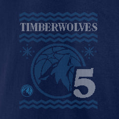 NBA - Anthony Edwards Minnesota Timberwolves Ugly Sweater Name & Number T-Shirt - Navy