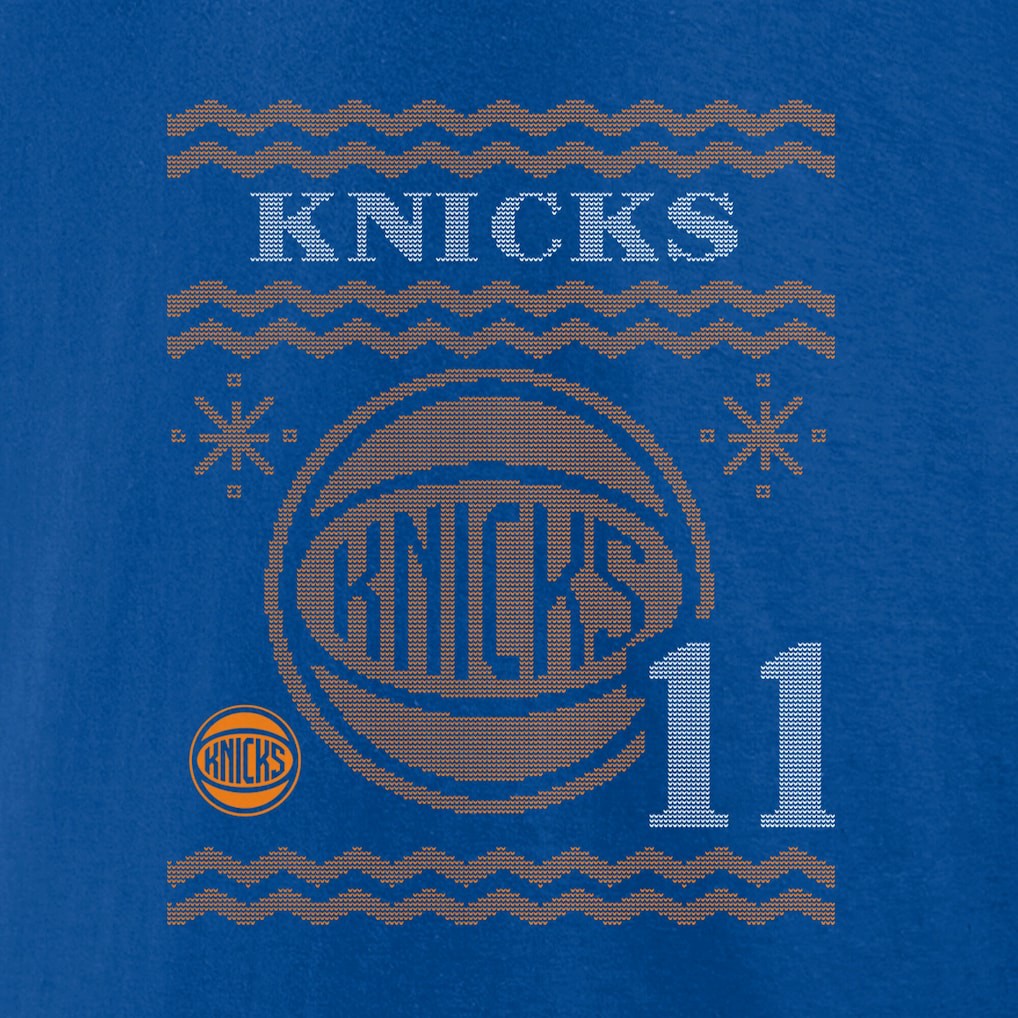 NBA - Jalen Brunson New York Knicks Ugly Sweater Name & Number T-Shirt - Blue