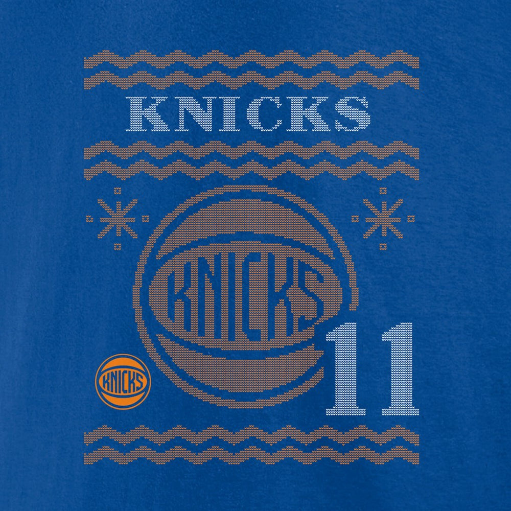 NBA - Jalen Brunson New York Knicks Ugly Sweater Name & Number T-Shirt - Blue
