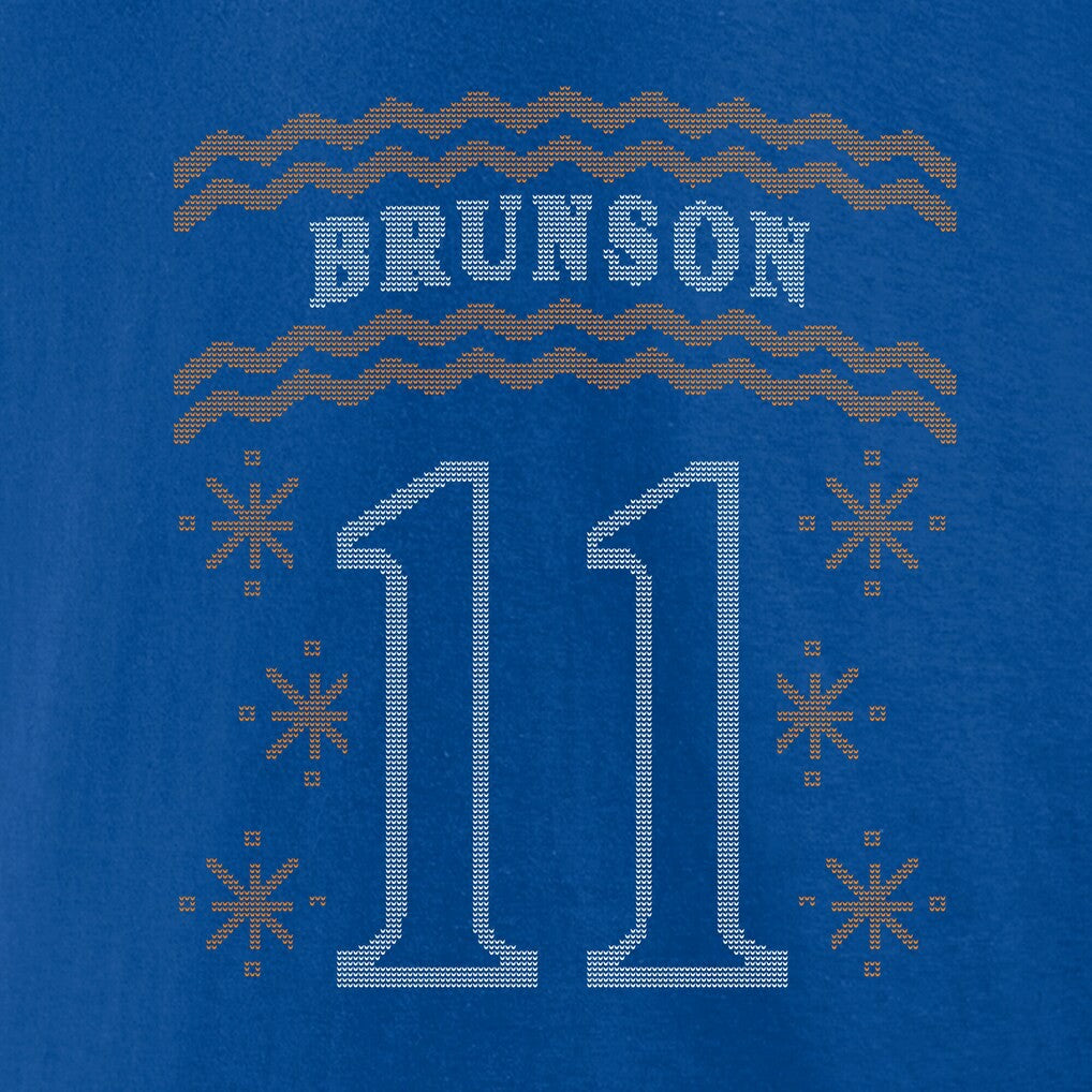 NBA - Jalen Brunson New York Knicks Ugly Sweater Name & Number T-Shirt - Blue