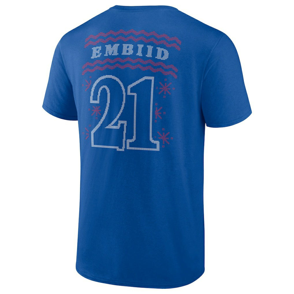 NBA - Joel Embiid Philadelphia 76ers Ugly Sweater Name & Number T-Shirt - Royal