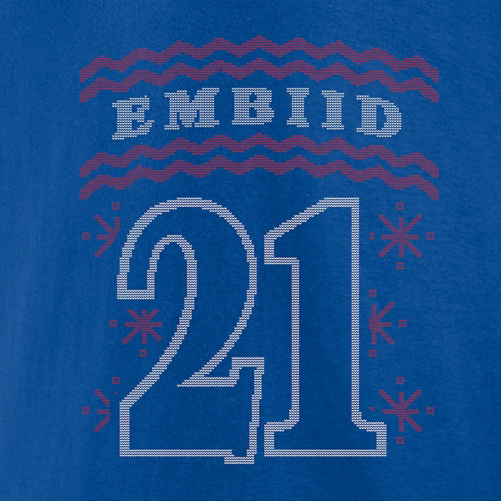 NBA - Joel Embiid Philadelphia 76ers Ugly Sweater Name & Number T-Shirt - Royal