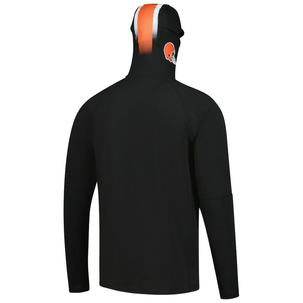 Cleveland Browns New Era Functional Fandom Balaclava Helmet Stripe Tri-Blend Hoodie Black - NFL