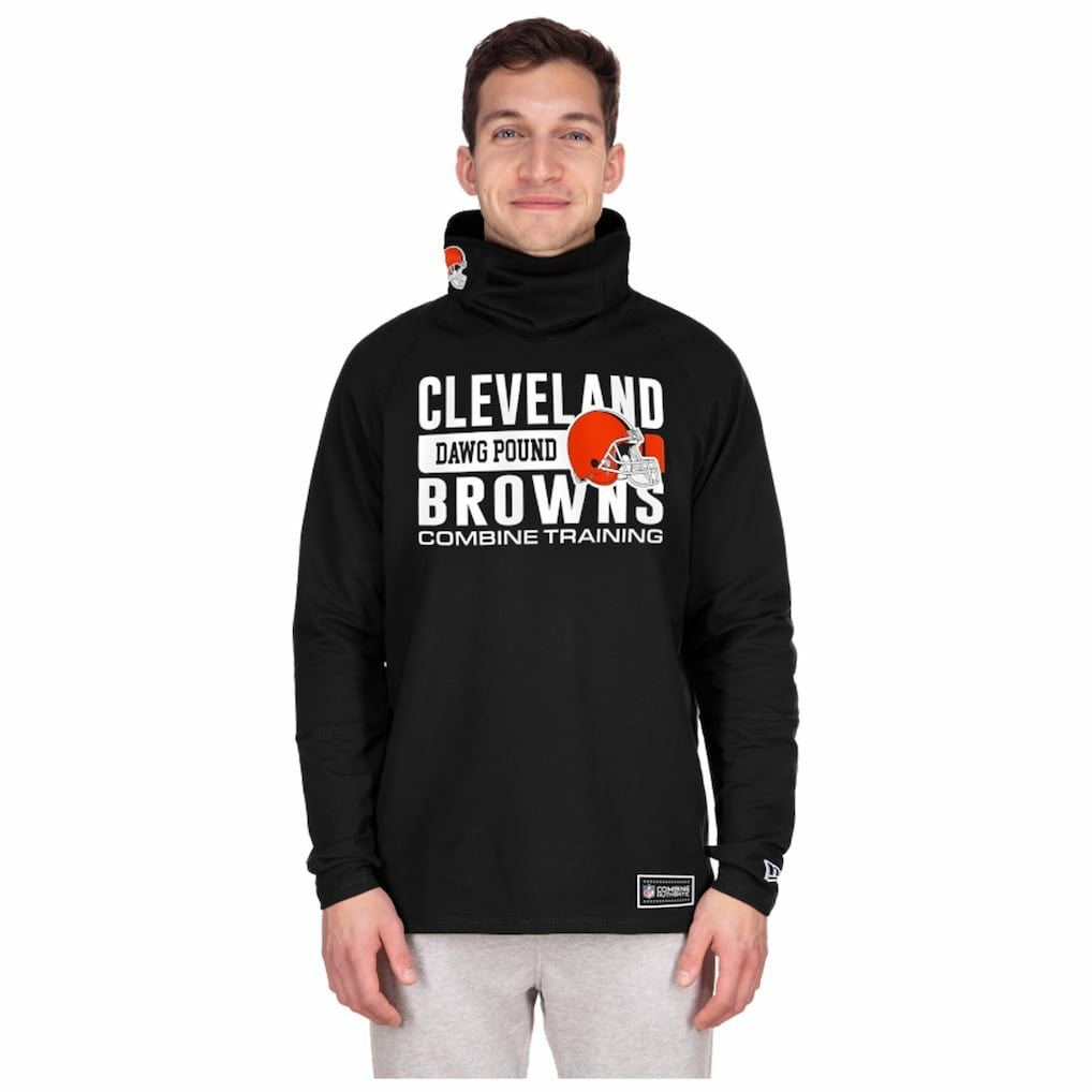 Cleveland Browns New Era Functional Fandom Balaclava Helmet Stripe Tri-Blend Hoodie Black - NFL