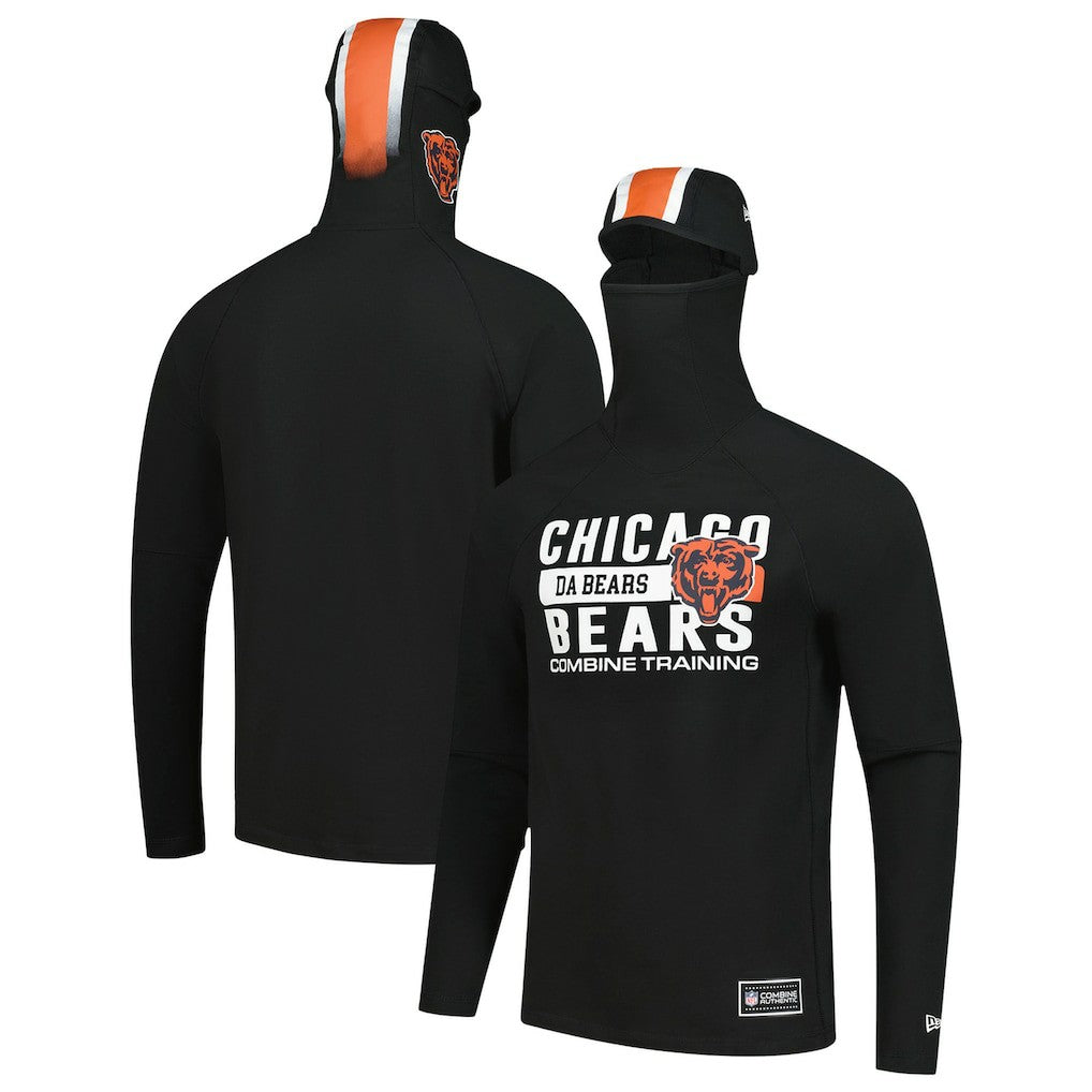 Chicago Bears New Era Functional Fandom Balaclava Helmet Stripe Tri-Blend Hoodie Black - NFL