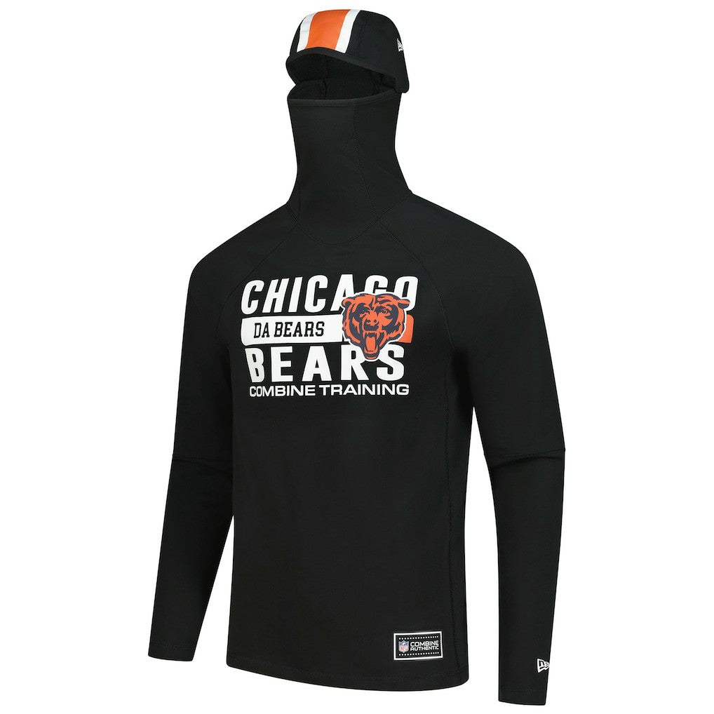 Chicago Bears New Era Functional Fandom Balaclava Helmet Stripe Tri-Blend Hoodie Black - NFL