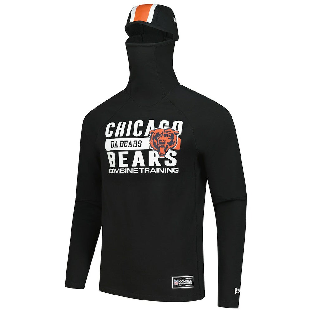 Chicago Bears New Era Functional Fandom Balaclava Helmet Stripe Tri-Blend Hoodie Black - NFL