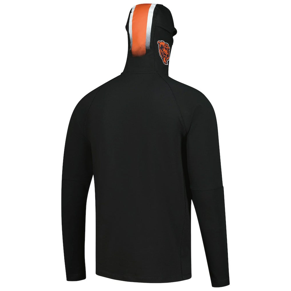 Chicago Bears New Era Functional Fandom Balaclava Helmet Stripe Tri-Blend Hoodie Black - NFL