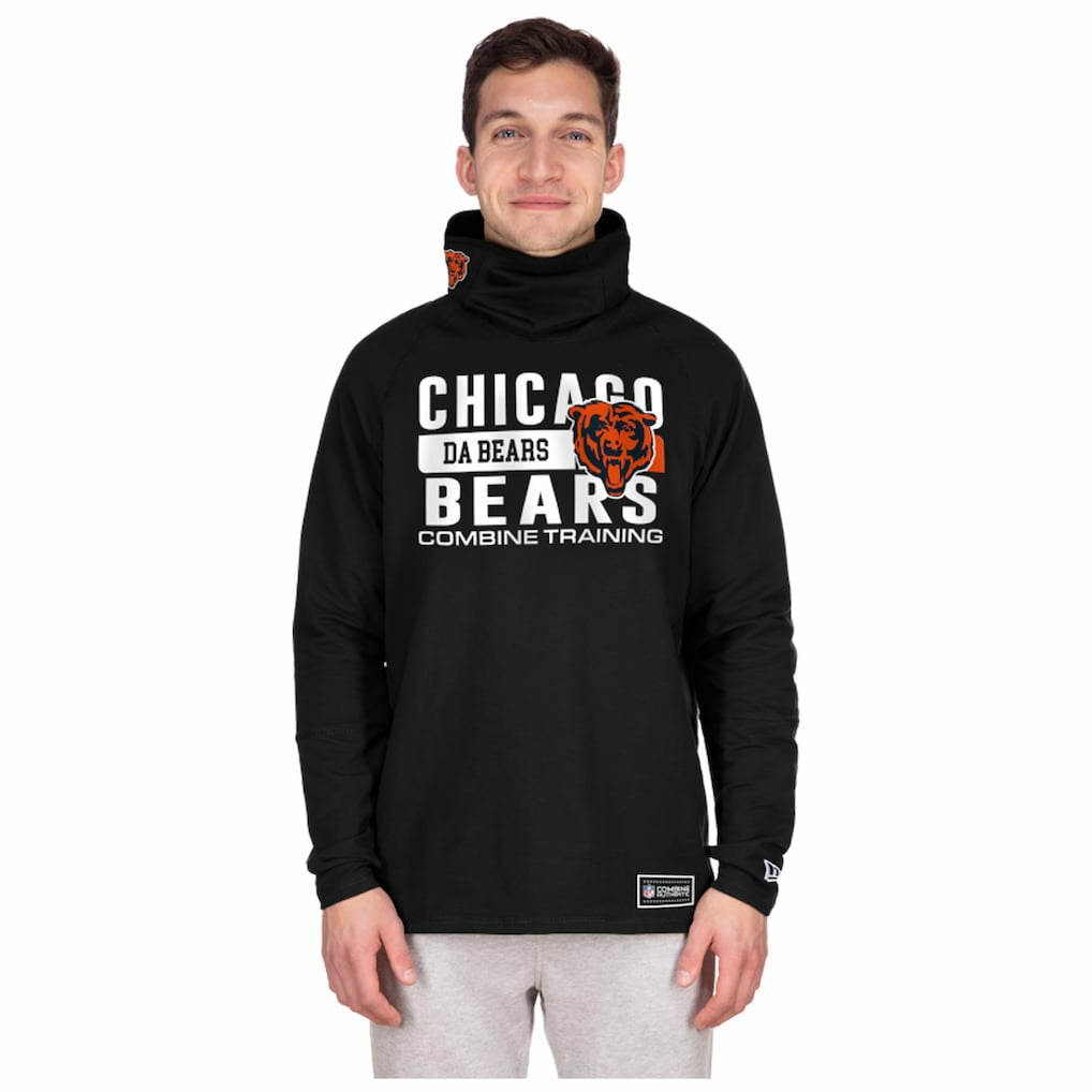 Chicago Bears New Era Functional Fandom Balaclava Helmet Stripe Tri-Blend Hoodie Black - NFL