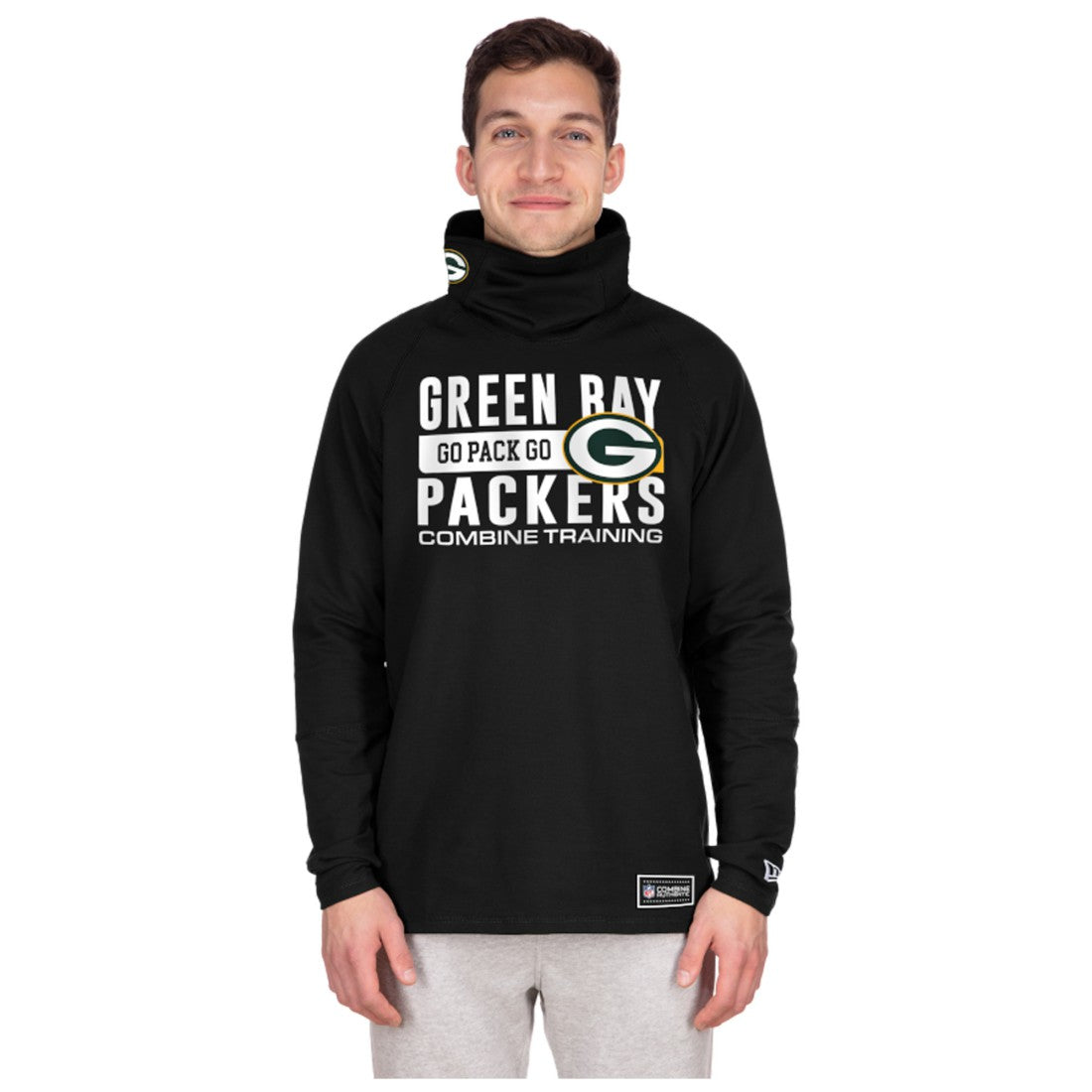 Green Bay Packers New Era Functional Fandom Balaclava Helmet Stripe Tri-Blend Hoodie Black - NFL