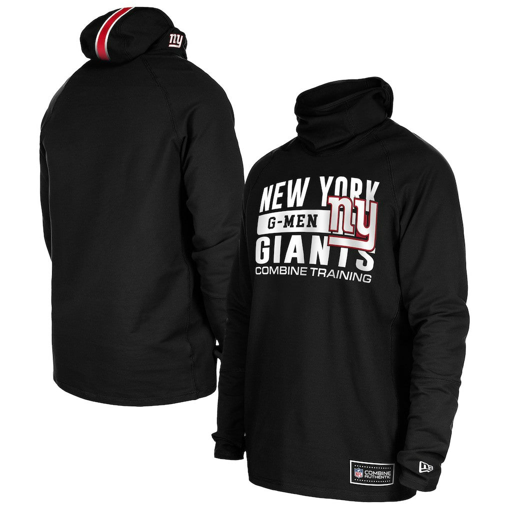 New York Giants New Era Functional Fandom Balaclava Helmet Stripe Tri-Blend Hoodie Black - NFL