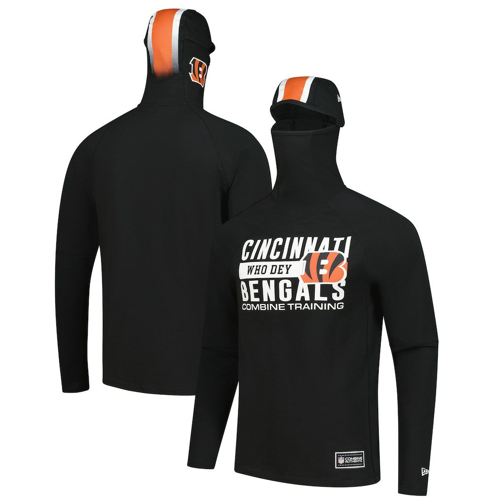 Cincinnati Bengals New Era Functional Fandom Balaclava Helmet Stripe Tri-Blend Hoodie Black - NFL