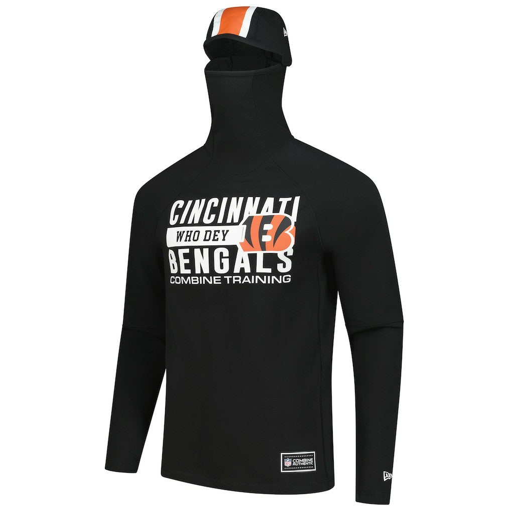 Cincinnati Bengals New Era Functional Fandom Balaclava Helmet Stripe Tri-Blend Hoodie Black - NFL