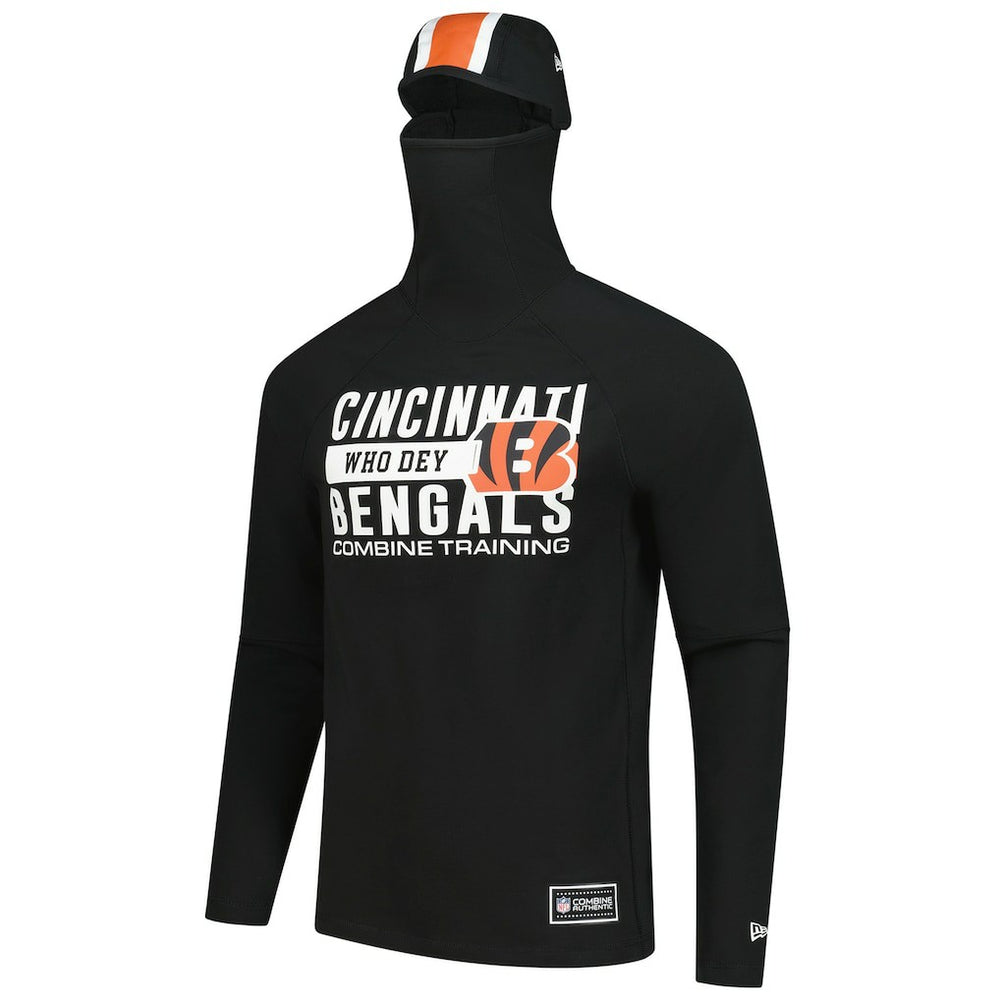 Cincinnati Bengals New Era Functional Fandom Balaclava Helmet Stripe Tri-Blend Hoodie Black - NFL