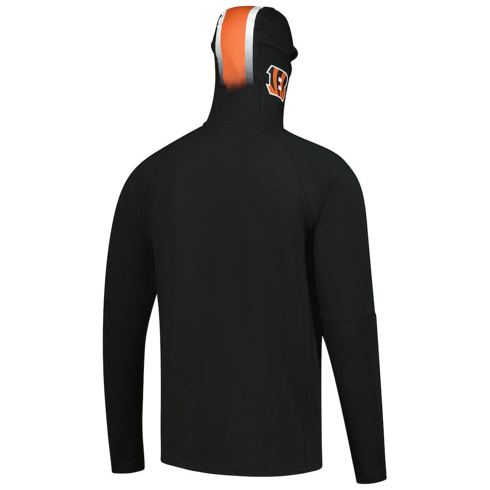 Cincinnati Bengals New Era Functional Fandom Balaclava Helmet Stripe Tri-Blend Hoodie Black - NFL