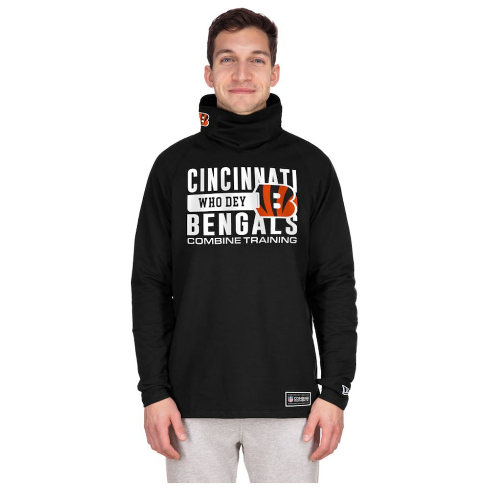 Cincinnati Bengals New Era Functional Fandom Balaclava Helmet Stripe Tri-Blend Hoodie Black - NFL