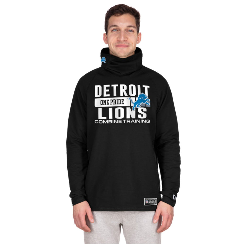 Detroit Lions New Era Functional Fandom Balaclava Helmet Stripe Tri-Blend Hoodie Black - NFL