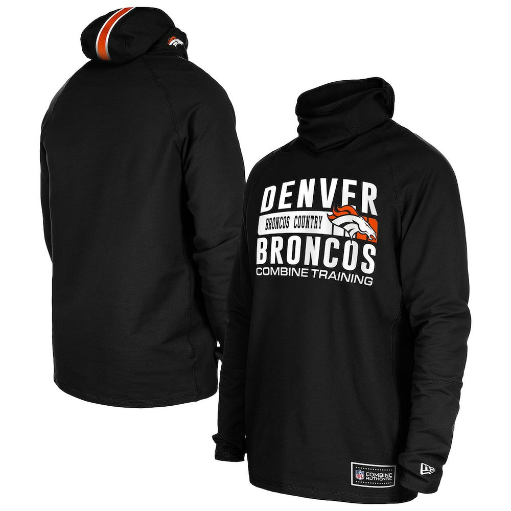 Denver Broncos New Era Functional Fandom Balaclava Helmet Stripe Tri-Blend Hoodie Black - NFL