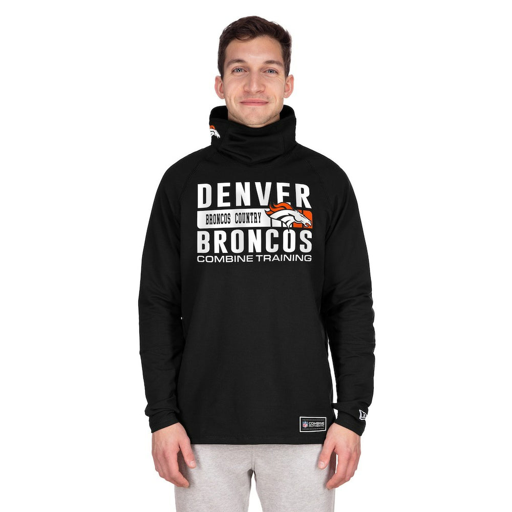 Denver Broncos New Era Functional Fandom Balaclava Helmet Stripe Tri-Blend Hoodie Black - NFL