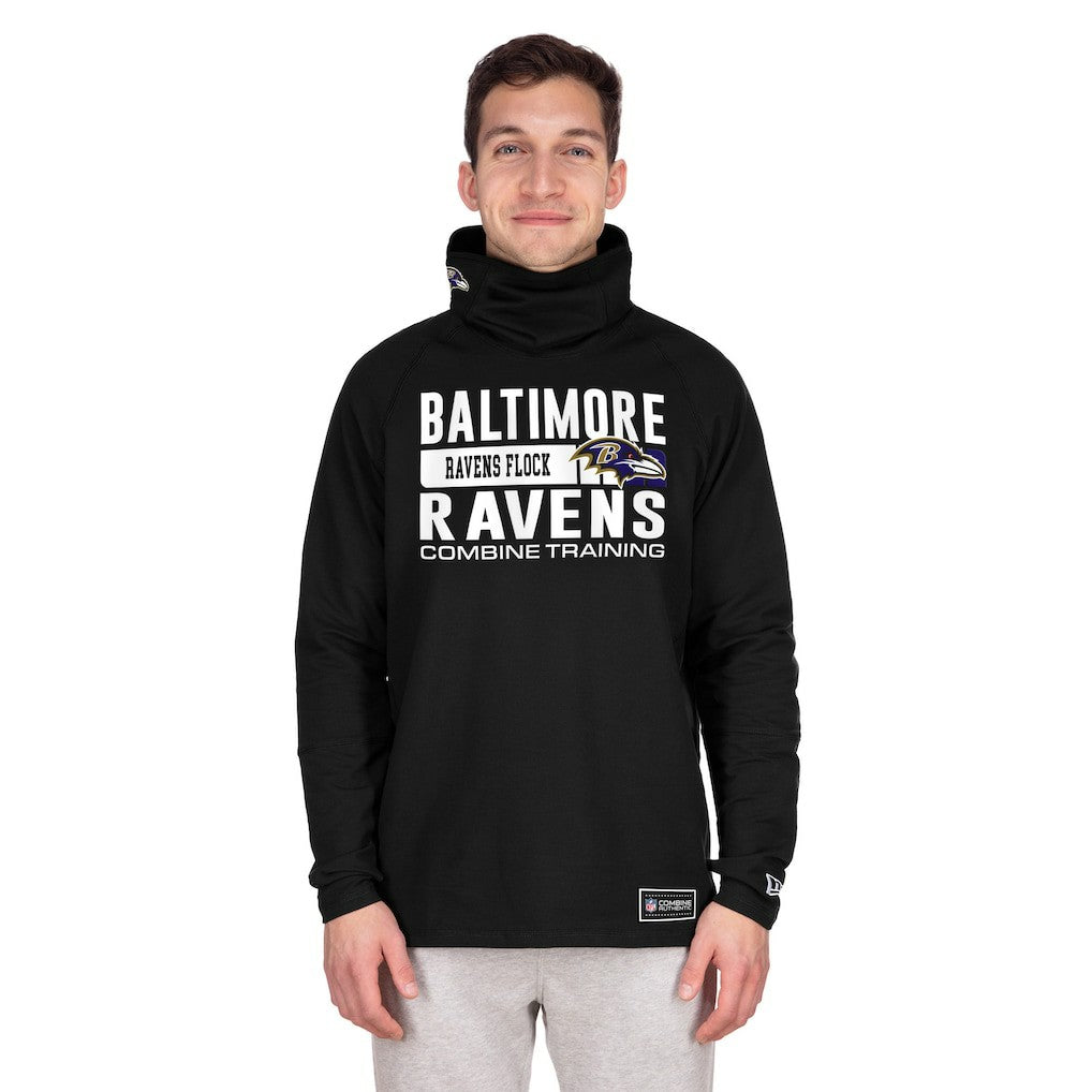 Baltimore Ravens New Era Functional Fandom Balaclava Helmet Stripe Tri-Blend Hoodie Black - NFL