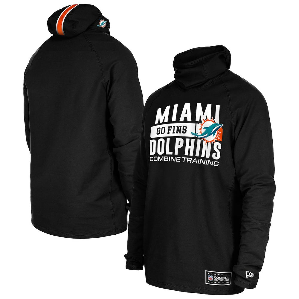 Miami Dolphins New Era Functional Fandom Balaclava Helmet Stripe Tri-Blend Hoodie Black - NFL