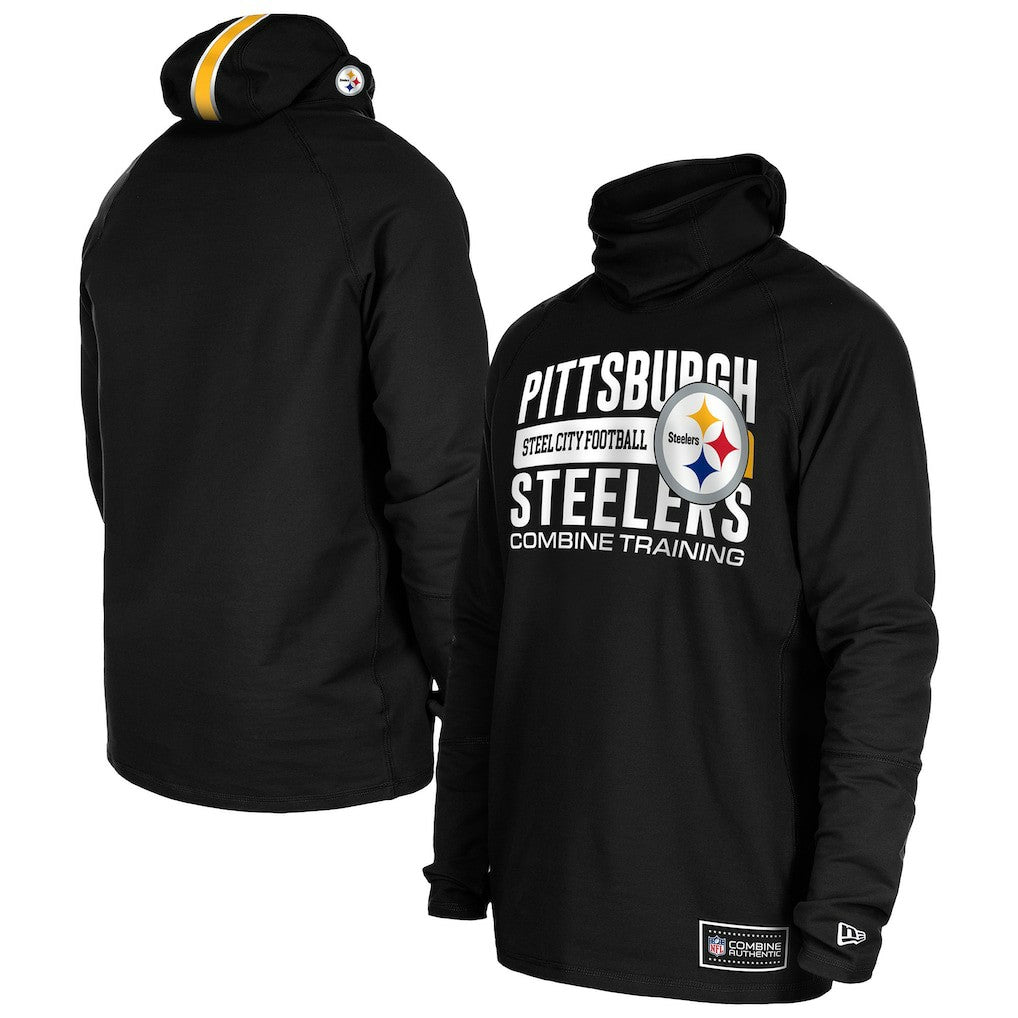 Pittsburgh Steelers New Era Functional Fandom Balaclava Helmet Stripe Tri-Blend Hoodie Black - NFL