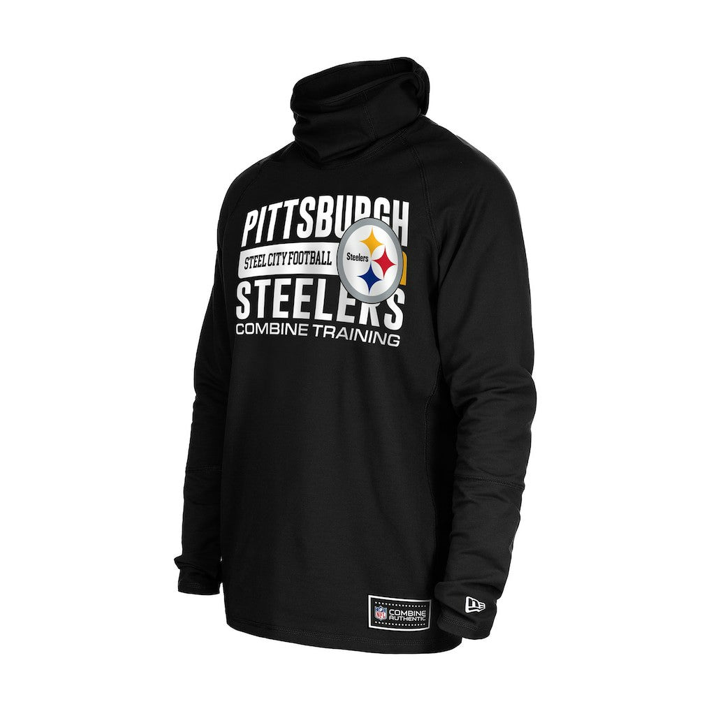 Pittsburgh Steelers New Era Functional Fandom Balaclava Helmet Stripe Tri-Blend Hoodie Black - NFL