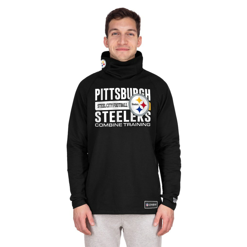 Pittsburgh Steelers New Era Functional Fandom Balaclava Helmet Stripe Tri-Blend Hoodie Black - NFL