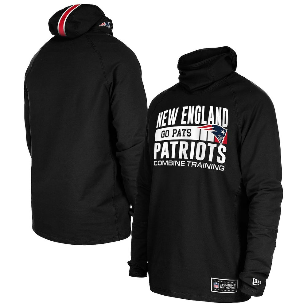 New England Patriots New Era Functional Fandom Balaclava Helmet Stripe Tri-Blend Hoodie Black - NFL
