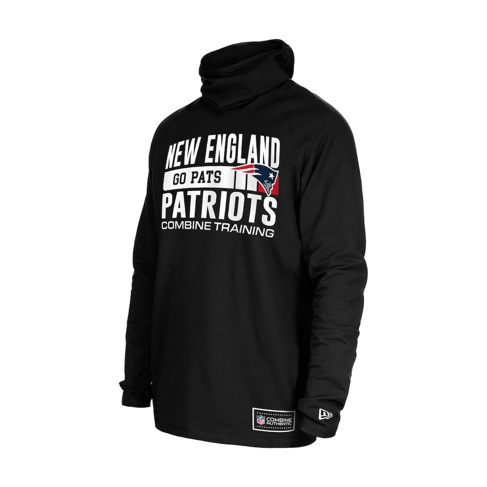 New England Patriots New Era Functional Fandom Balaclava Helmet Stripe Tri-Blend Hoodie Black - NFL