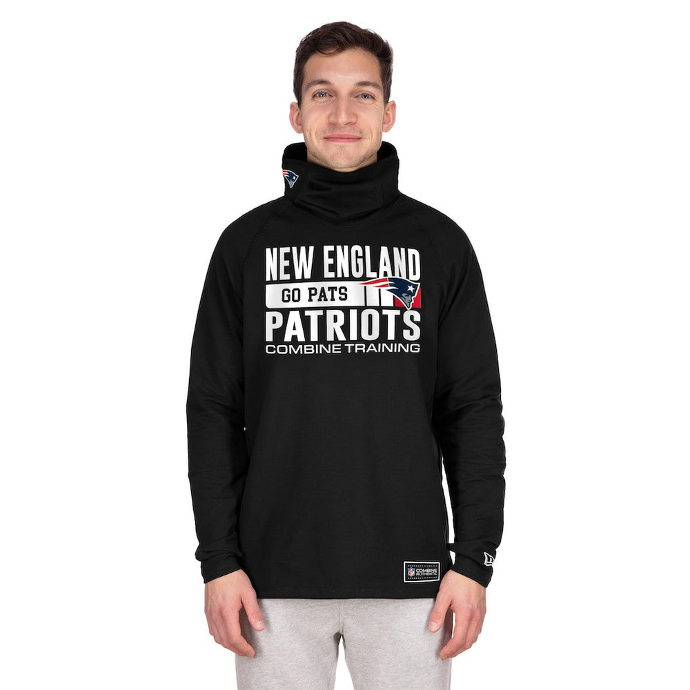 New England Patriots New Era Functional Fandom Balaclava Helmet Stripe Tri-Blend Hoodie Black - NFL