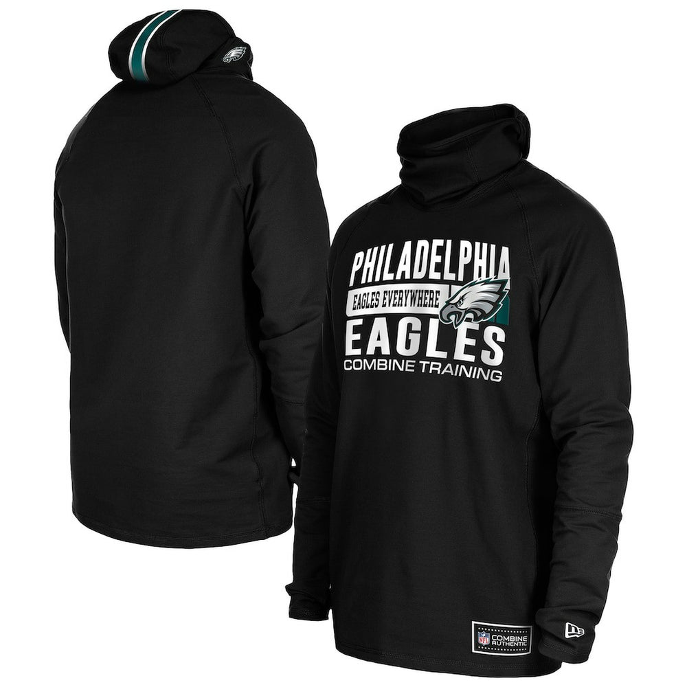 Philadelphia Eagles New Era Functional Fandom Balaclava Helmet Stripe Tri-Blend Hoodie Black - NFL