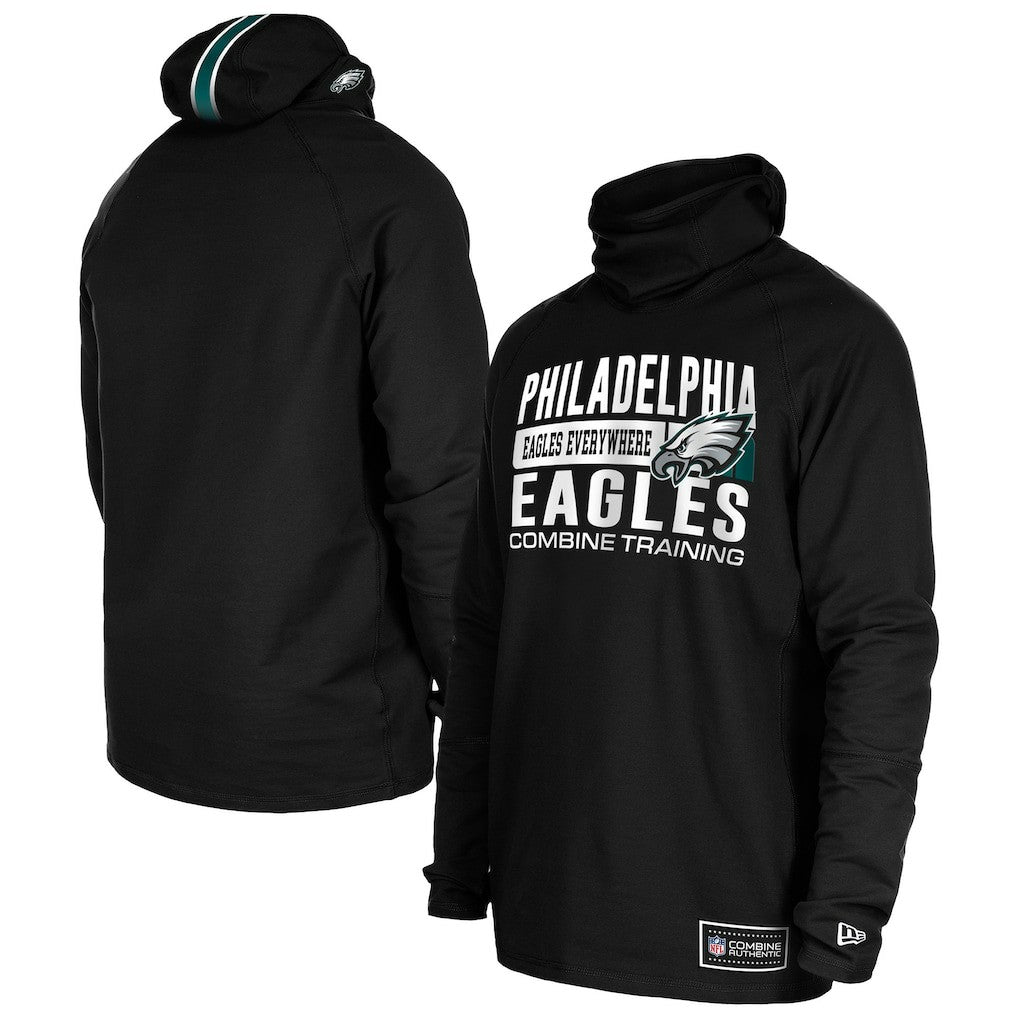 Philadelphia Eagles New Era Functional Fandom Balaclava Helmet Stripe Tri-Blend Hoodie Black - NFL