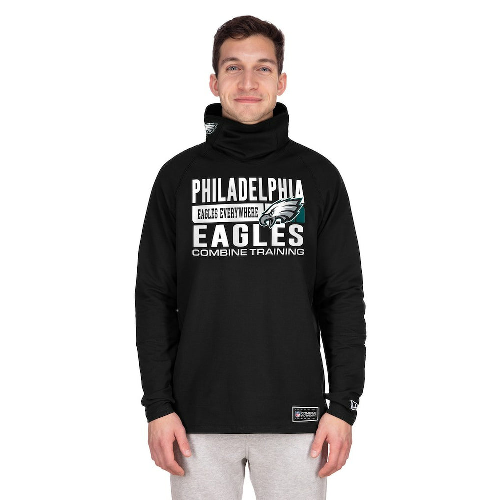 Philadelphia Eagles New Era Functional Fandom Balaclava Helmet Stripe Tri-Blend Hoodie Black - NFL
