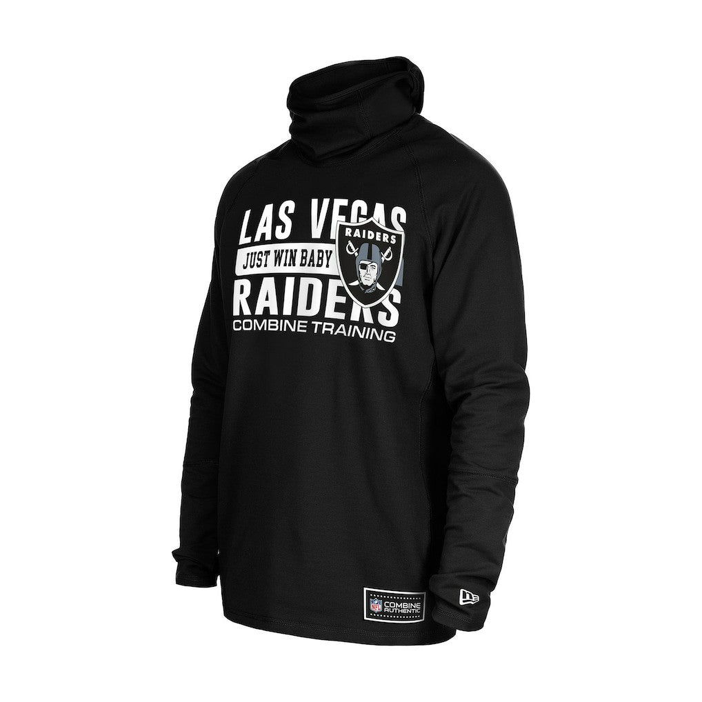 Las Vegas Raiders New Era Functional Fandom Balaclava Helmet Stripe Tri-Blend Hoodie Black - NFL