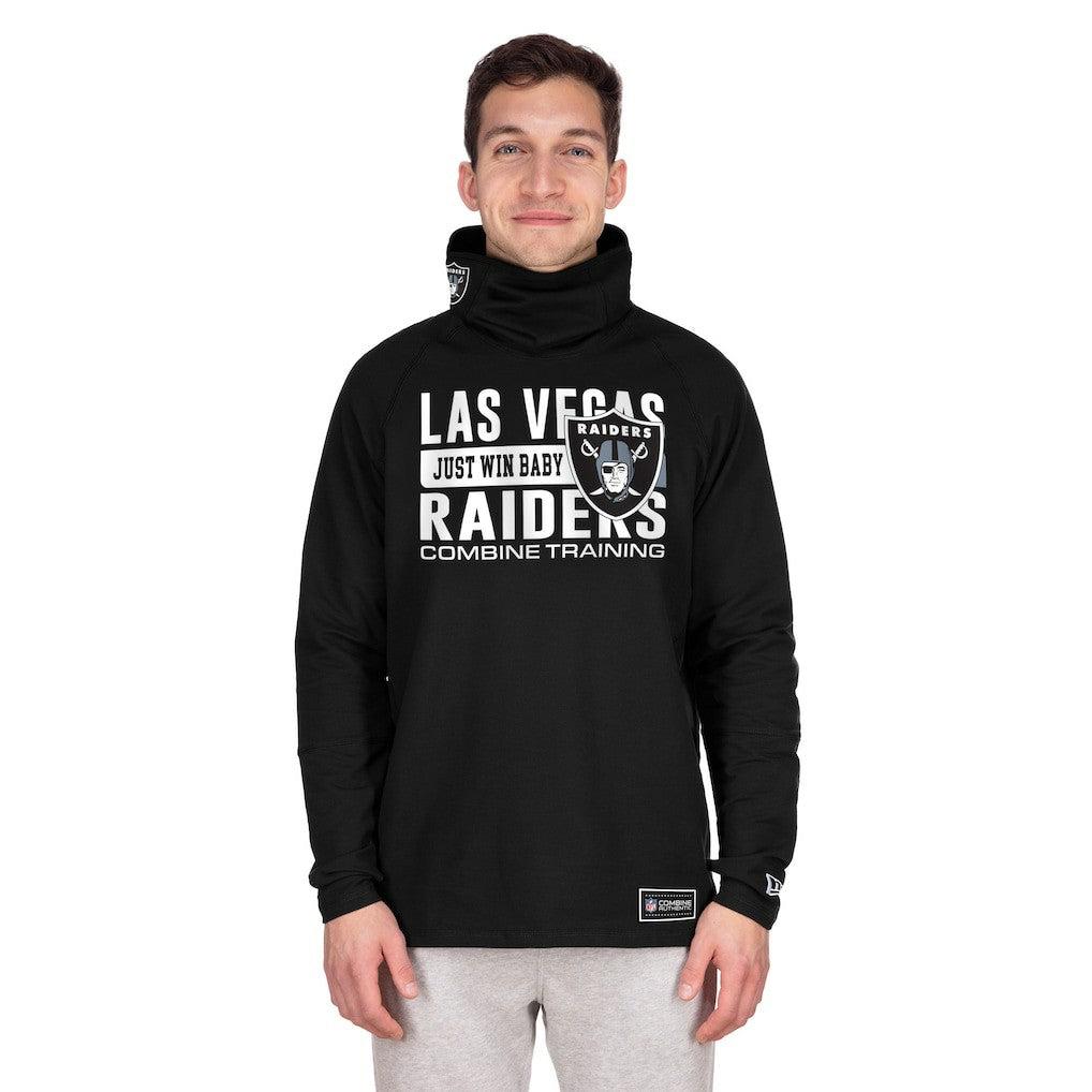 Las Vegas Raiders New Era Functional Fandom Balaclava Helmet Stripe Tri-Blend Hoodie Black - NFL
