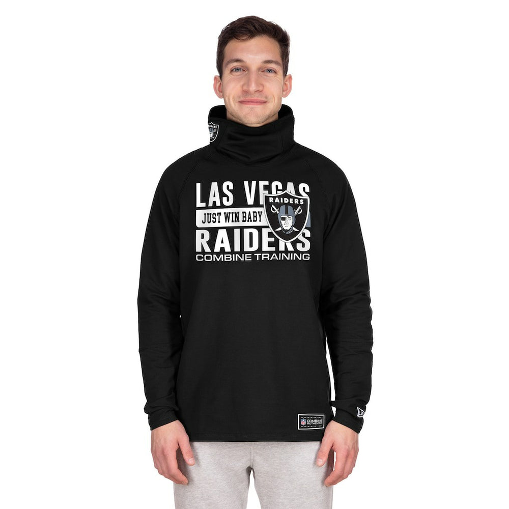 Las Vegas Raiders New Era Functional Fandom Balaclava Helmet Stripe Tri-Blend Hoodie Black - NFL