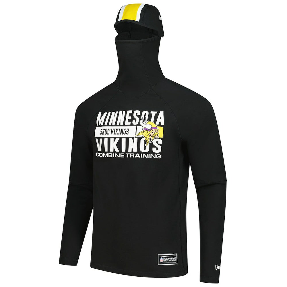 Minnesota Vikings New Era Functional Fandom Balaclava Helmet Stripe Tri-Blend Hoodie Black - NFL