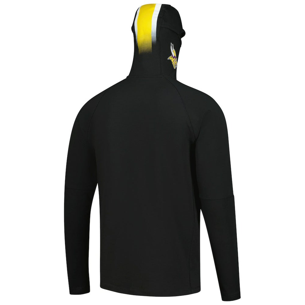 Minnesota Vikings New Era Functional Fandom Balaclava Helmet Stripe Tri-Blend Hoodie Black - NFL