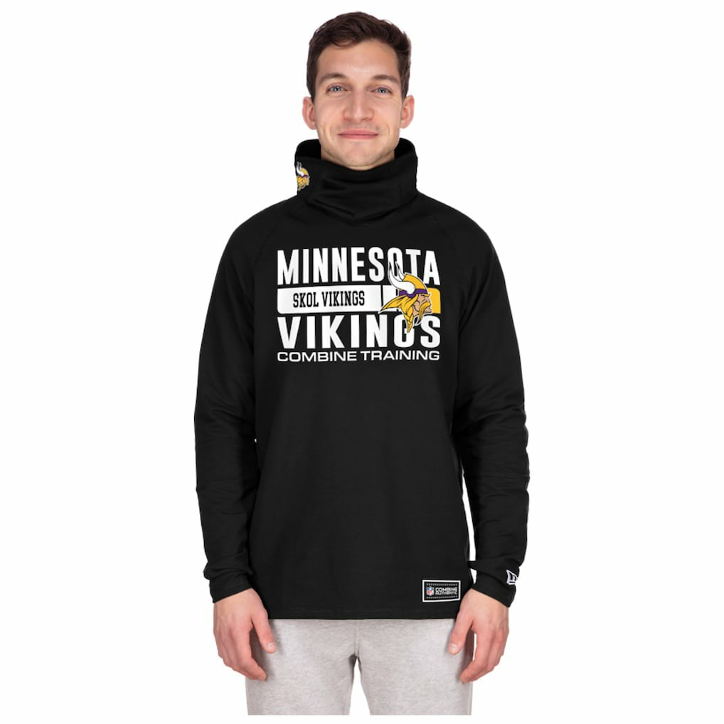 Minnesota Vikings New Era Functional Fandom Balaclava Helmet Stripe Tri-Blend Hoodie Black - NFL