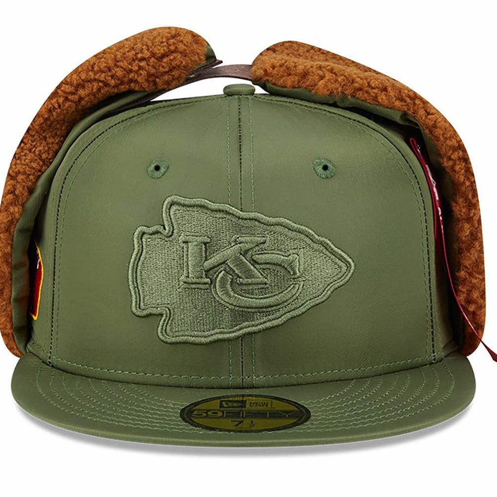 Kansas City Chiefs New Era x Alpha Industries Dog Ears 59FIFTY Fitted Hat Olive - NFL