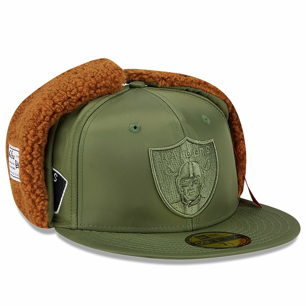 Las Vegas Raiders New Era x Alpha Industries Dog Ears 59FIFTY Fitted Hat Olive - NFL
