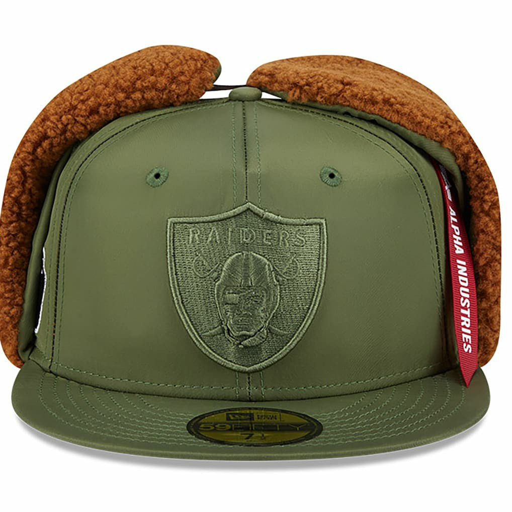 Las Vegas Raiders New Era x Alpha Industries Dog Ears 59FIFTY Fitted Hat Olive - NFL